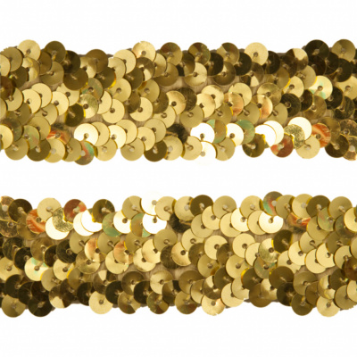 Тесьма с пайетками D16, шир. 30 мм/уп. 25+/-1 м, цвет золото - купить в Прокопьевске. Цена: 1 098.48 руб.