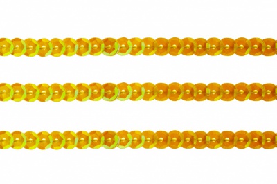 Пайетки "ОмТекс" на нитях, CREAM, 6 мм С / упак.73+/-1м, цв. 92 - золото - купить в Прокопьевске. Цена: 484.77 руб.
