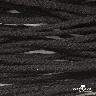 Шнур плетеный d-6 мм круглый, 70% хлопок 30% полиэстер, уп.90+/-1 м, цв.1078-черный - купить в Прокопьевске. Цена: 594 руб.