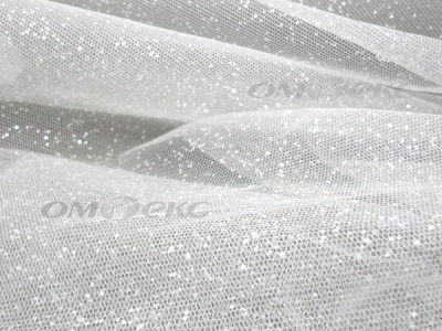 Сетка Глиттер, 40 гр/м2, шир.160см, цвет белый - купить в Прокопьевске. Цена 163.01 руб.