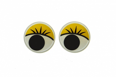 Глазки для игрушек, круглые, с бегающими зрачками, 12 мм/упак.50+/-2 шт, цв. -желтый - купить в Прокопьевске. Цена: 96.01 руб.