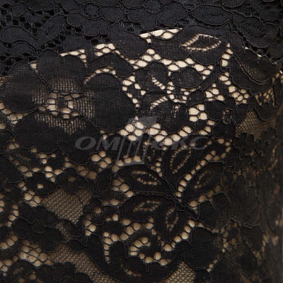 Кружевное полотно #3378, 150 гр/м2, шир.150см, цвет чёрный - купить в Прокопьевске. Цена 370.97 руб.