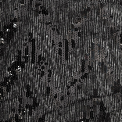 Трикотажное полотно с пайетками, шир.130 см, #311-бахрома чёрная - купить в Прокопьевске. Цена 1 183.35 руб.