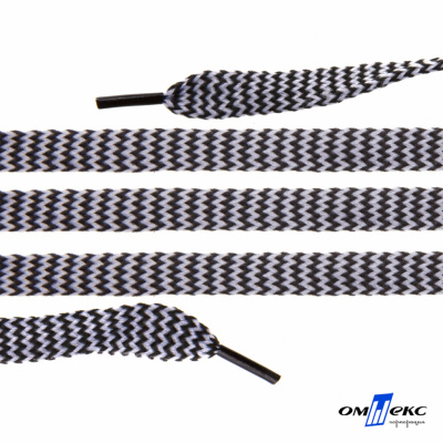 Шнурки #107-07, плоские 130 см, двухцветные цв.серый/чёрный - купить в Прокопьевске. Цена: 23.03 руб.