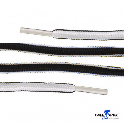 Шнурки #4-27, круглые 130 см, двухцветные (черно/белый) - купить в Прокопьевске. Цена: 47.04 руб.
