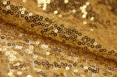 Сетка с пайетками №6, 188 гр/м2, шир.130см, цвет золото - купить в Прокопьевске. Цена 371.02 руб.