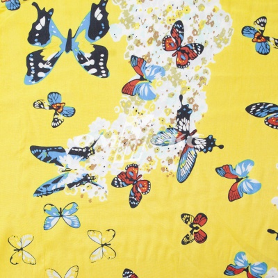 Плательная ткань "Софи" 7.2, 75 гр/м2, шир.150 см, принт бабочки - купить в Прокопьевске. Цена 241.49 руб.