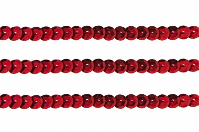 Пайетки "ОмТекс" на нитях, SILVER-BASE, 6 мм С / упак.73+/-1м, цв. 3 - красный - купить в Прокопьевске. Цена: 468.37 руб.