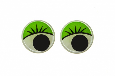 Глазки для игрушек, круглые, с бегающими зрачками, 15 мм/упак.50+/-2 шт, цв. -зеленый - купить в Прокопьевске. Цена: 113.01 руб.