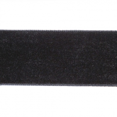 Лента бархатная нейлон, шир.25 мм, (упак. 45,7м), цв.03-черный - купить в Прокопьевске. Цена: 800.84 руб.