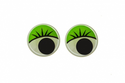 Глазки для игрушек, круглые, с бегающими зрачками, 12 мм/упак.50+/-2 шт, цв. -зеленый - купить в Прокопьевске. Цена: 95.04 руб.