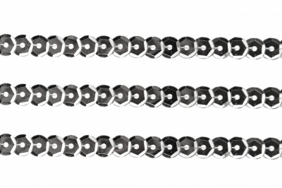 Пайетки "ОмТекс" на нитях, SILVER-BASE, 6 мм С / упак.73+/-1м, цв. 1 - серебро - купить в Прокопьевске. Цена: 468.37 руб.
