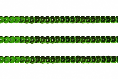 Пайетки "ОмТекс" на нитях, SILVER-BASE, 6 мм С / упак.73+/-1м, цв. 4 - зеленый - купить в Прокопьевске. Цена: 484.77 руб.