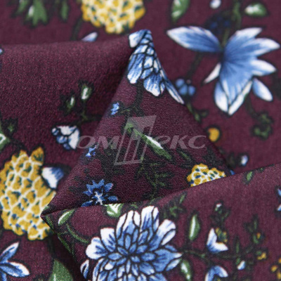 Плательная ткань "Фламенко" 4.1, 80 гр/м2, шир.150 см, принт растительный - купить в Прокопьевске. Цена 259.21 руб.