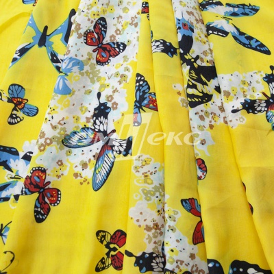Плательная ткань "Софи" 7.2, 75 гр/м2, шир.150 см, принт бабочки - купить в Прокопьевске. Цена 241.49 руб.