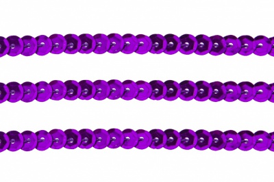 Пайетки "ОмТекс" на нитях, SILVER-BASE, 6 мм С / упак.73+/-1м, цв. 12 - фиолет - купить в Прокопьевске. Цена: 300.55 руб.